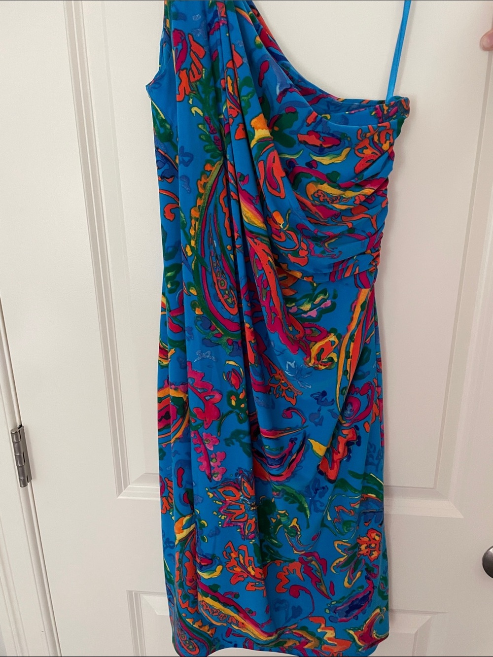 Women’s One-Shoulder Blue Multicolor Dress